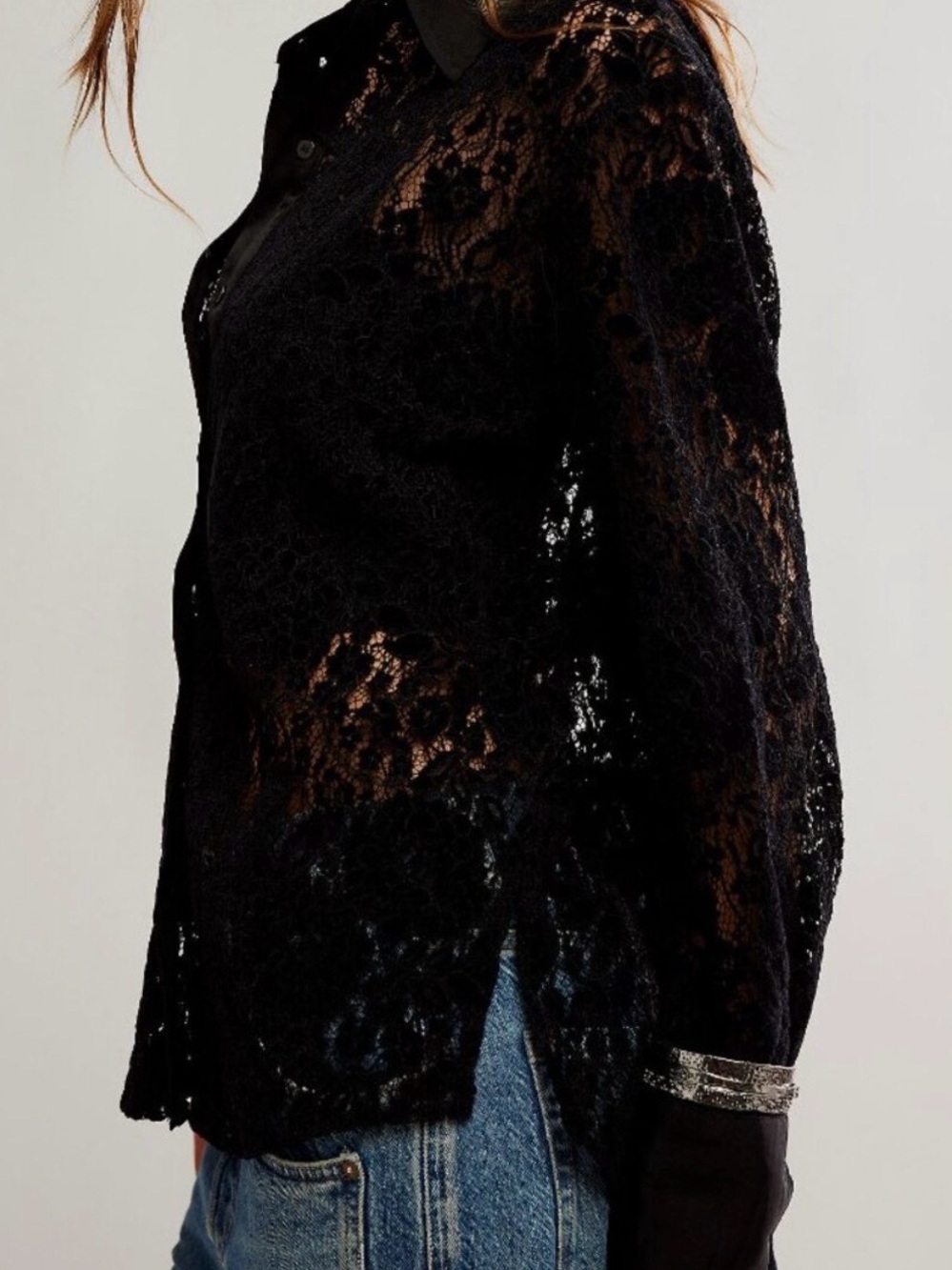 NWT Free People Button Down Lace Top - Picture 5 of 6